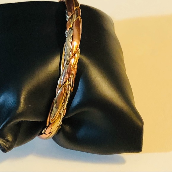 Sterling Silver Copper Brass Hammered Braided Cuff Bracelet Native American Vtg - Picture 16 of 16